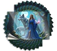 Best Case Decal | Wolf Companion: Una mujer de fantasía con espada y bola mágica en luna Snarky para decoración de mamá (6 x 9 cm)