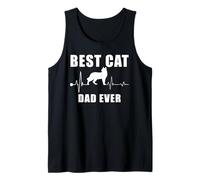 Best Cat Dad Ever Siamese Cat Heartbeat Kitten Lover Camiseta sin Mangas