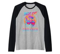 Best Cat Dad Ever Vintage 80s Funny Fathers Day Cat Lover Camiseta Manga Raglan