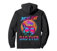 Best Cat Dad Ever Vintage 80s Funny Fathers Day Cat Lover Sudadera con Capucha