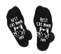 BEST CAT MOM EVER Calcetines Antideslizante Divertidos Gatos para Mujer Madre-Regalos Originales Graciosos Dia de la Madre Navidad Cumpleaños San Valentin Pascua para Mama Amigas - Funny Socks Women