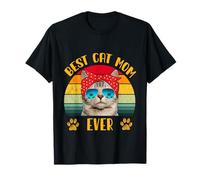 Best Cat Mom Ever Funny Cat Retro Vintage Cat Lover Mujeres Camiseta