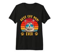Best Cat Mom Ever Funny Cat Retro Vintage Cat Lover Mujeres Camiseta Premium
