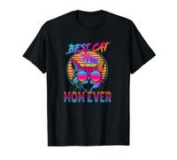 Best Cat Mom Ever Vintage 80s Funny Mothers Day Cat Lover Camiseta gráfica económica, Hombre, Negro, S