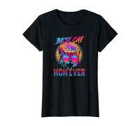 Best Cat Mom Ever Vintage 80s Funny Mothers Day Cat Lover Camiseta gráfica económica, Mujer, Negro, L