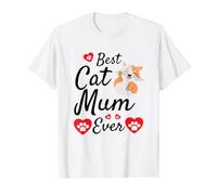 Best Cat Mum Ever Cute Mother Day Present Cat Loving Mum Camiseta gráfica económica, Hombre, Blanco, S