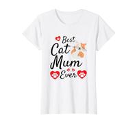 Best Cat Mum Ever Cute Mother Day Present Cat Loving Mum Camiseta gráfica económica, Mujer, Blanco, M