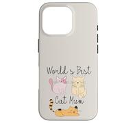 Best Cat Mum In The World Ever Trio Jengibre Naranja Rosa Beige Carcasa para iPhone 16 Pro