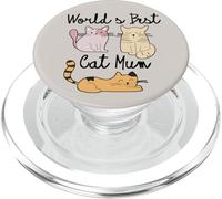 Best Cat Mum In The World Ever Trio Jengibre Naranja Rosa Beige PopSockets PopGrip para MagSafe