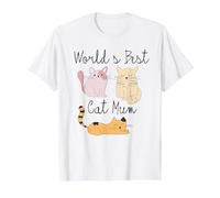Best Cat Mum In The World Ever Trio - Juego de Gatos (4 Unidades), Color Naranja y Rosa Camiseta gráfica económica, Hombre, Blanco, S