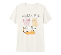 Best Cat Mum In The World Ever Trio - Juego de Gatos (4 Unidades), Color Naranja y Rosa Camiseta Premium