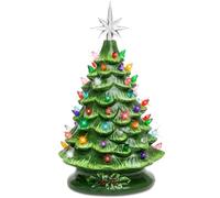 Best Choice Products Árbol de Navidad artificial de cerámica pintada a mano con luz de 15 pulgadas con 64 luces multicolor
