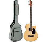 Best Choice Products Bajo eléctrico acústico, tamaño completo, 4 cuerdas, bajo con trastes y bolsa acolchada, color natural