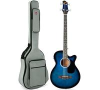 Best Choice Products Bajo eléctrico acústico, tamaño completo, 4 cuerdas, bajo con trastes y bolsa acolchada, color azul
