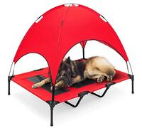 Best Choice Products - Cama para perro de malla elevada con toldo extraíble, bolsa de viaje, tela transpirable