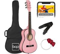 Best Choice Products Guitarra acústica clásica para niños de 30 pulgadas, kit completo para principiantes con bolsa de transporte, púas, afinador electrónico, correa (rosa)