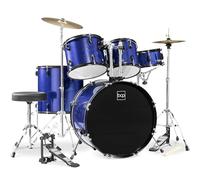 Best Choice Products Juego completo de batería para adultos de 5 piezas con soportes de platillo, taburete, pedal de tambor, palos, Tom de piso, azul oscuro brillante