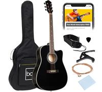 Best Choice Products Juego de guitarra acústica de tamaño completo para principiantes con funda acolchada correa capo cuerdas adicionales sintonizador digital paño de pulido 4 púas color negro