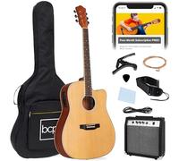 Best Choice Products juego de instrumentos musicales para guitarra acústica eléctrica de madera de tamaño completo de 41 pulgadas con amplificador de 10 vatios, cejilla, sintonizador, bolsa de