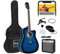 Best Choice Products juego de instrumentos musicales para guitarra acústica eléctrica de madera de tamaño completo de 41 pulgadas con amplificador de 10 vatios, cejilla, sintonizador, bolsa de