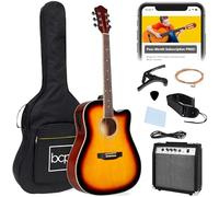 Best Choice Products juego de instrumentos musicales para guitarra acústica eléctrica de madera de tamaño completo de 41 pulgadas con amplificador de 10 vatios, cejilla, sintonizador, bolsa de