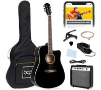 Best Choice Products juego de instrumentos musicales para guitarra acústica eléctrica de madera de tamaño completo de 41 pulgadas con amplificador de 10 vatios, cejilla, sintonizador electrónico,