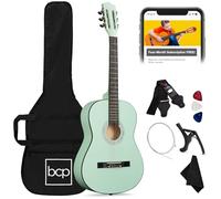 Best Choice Products Kit de iniciación de guitarra acústica de madera para principiantes de 38 pulgadas con bolsa, 6 púas, cuerdas de nailon, correa con soporte para púas, color verde