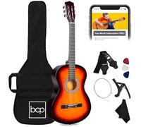 Best Choice Products Kit de iniciación de guitarra acústica de madera para principiantes de 38 pulgadas con funda, correa, afinador digital, púa, cuerdas, Sunburst