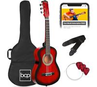 Best Choice Products Kit de iniciación de guitarra acústica para niños de 30 pulgadas con afinador eléctrico, correa, funda, cuerdas, color rojo