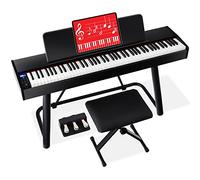 Best Choice Products Piano digital de tamaño completo con peso de 88 teclas, juego de teclado electrónico para todos los niveles de experiencia con soporte en U, 3 unidades de pedal de sostenido,