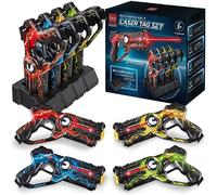 Best Choice Products Set of 4 Laser Tag Blasters, Rechargeable Infrared Lazer Tag Set with Docking Station, No Vests Needed, Indoor/Outdoor Set for All Ages w/ 4 Settings, Lights, Sounds