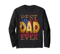 Best Dad Ever American Flag For Men Father's Day USA Flag Manga Larga