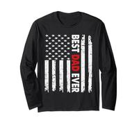 Best Dad Ever American Flag For Men Father's Day USA Flag Manga Larga