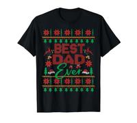 Best Dad Ever Funny Christmas Fair Isle Feo Estilo Navidad Camiseta gráfica económica, Hombre, Negro, L