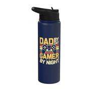 Best Dad Gamer Divertido Día del Padre Orgulloso Padre Marido Papi Stainless Steel Insulated Water Bottle