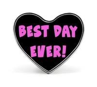 Best Day Ever - Broche de corazón con forma de corazón, alfileres de solapa, corbata, accesorios de vestido, boda, cumpleaños, para hombres y mujeres, Love form, Metal