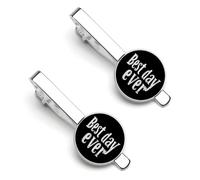 Best Day Ever - Pinzas de corbata clásicas para hombre, paquete de 2 clips de cierre, regalos para aniversario y negocios