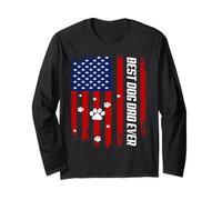 Best Dog Dad Ever American Flag Father's Day For Dog Daddy Manga Larga
