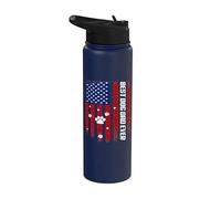 Best Dog Dad Ever American Flag Father's Day For Dog Daddy Stainless Steel Insulated Water Bottle