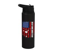Best Dog Dad Ever American Flag Father's Day For Dog Daddy Stainless Steel Insulated Water Bottle