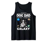 Best Dog Dad In The Galaxy Border Collie Puppy Dogs Lovers Camiseta sin Mangas