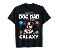 Best Dog Dad In The Galaxy Brittany Dog Puppy Dogs Lovers Camiseta
