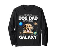Best Dog Dad In The Galaxy Golden Retriever Puppy Dogs Lover Manga Larga