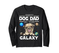 Best Dog Dad In The Galaxy Pug Puppy Dogs Lovers Manga Larga