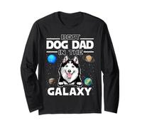 Best Dog Dad In The Galaxy Siberian Husky Puppy Dogs Lovers Manga Larga