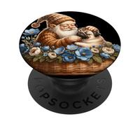 Best Dog Dad Pug Grandpa In A Flower Dog Basket For Pug Mom PopSockets PopGrip Adhesivo