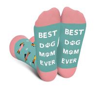 BEST DOG MOM EVER Calcetines Divertidos Perro para Mujer Madre - Regalos Originales Graciosos Dia de la Madre Navidad Cumpleaños San Valentin Pascua para Mama Amigas Niña - Funny Socks Women