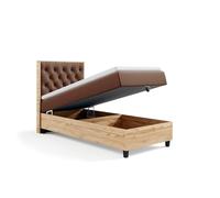 Best For Home - Cama con somier Trinity K-14 Plate Single Bonell colchón de muelles con sobrecolchón | Cama individual | Cama con somier de 100 x 200 cm con cajón | Cabecero tapizado | Entrega al