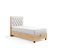 Best For Home - Cama con somier Trinity K-14 Plate Single Bonell colchón de muelles con sobrecolchón | Cama individual | Cama con somier de 80 x 200 cm con cajón | Cabecero tapizado | Entrega al