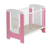 Best For Kids Juego completo de cama para bebé en 3 colores: cuna, con colchón de espuma de 10 cm, color blanco, 60 x 120 cm, 4 piezas (rosa Princess con colchón)